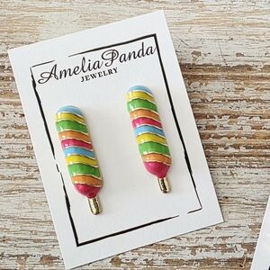 Pink and Multicolor Ice Cream Earrings Set 🩵💚🩷